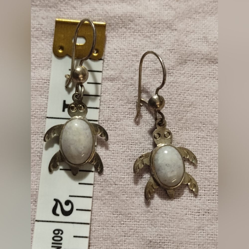 925 Silver Turtle Dangle Earrings - image 2
